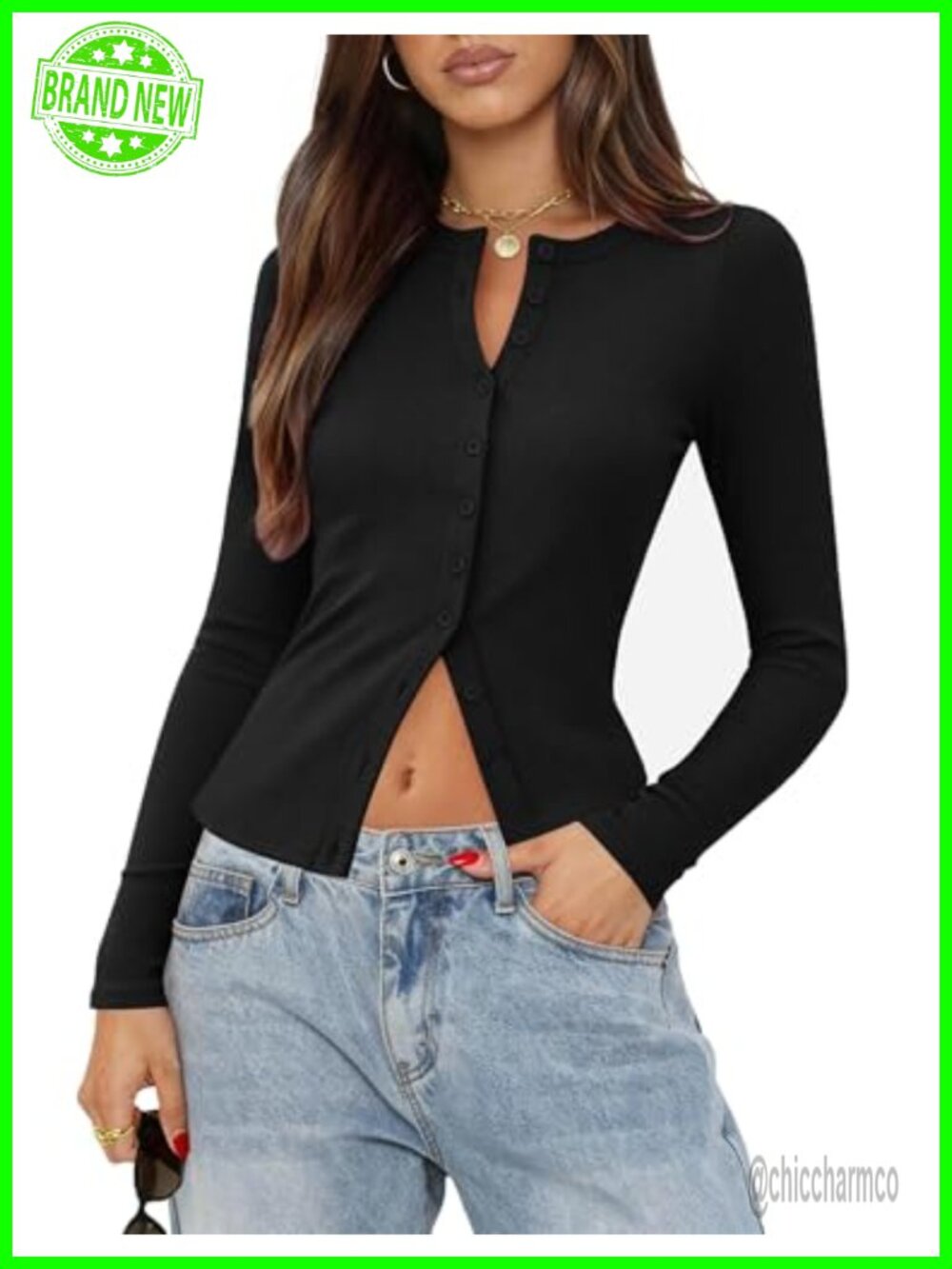 Ribbed Button Down Cardigan Women Long Sleeve Lightweight Knit Sweater